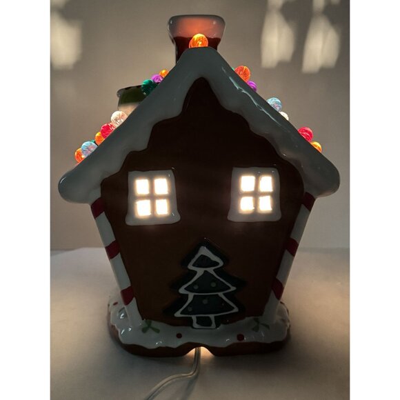 Ceramic Light-Up Gingerbread House 10" Gumdrop Roof Christmas Village with Cord - Picture 15 of 16
